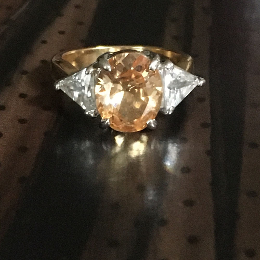 ❤️CZ GEMSTONE GOLD GORGEOUS RING ENGAGEMENT BIRTHSTONE SIZE 4